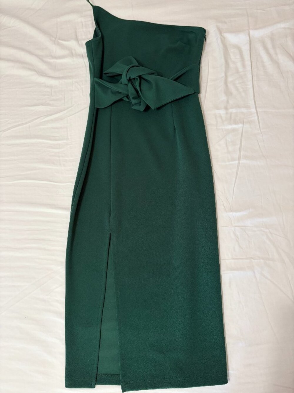 Hello Molly Emerald Green One Shoulder Midi Dress